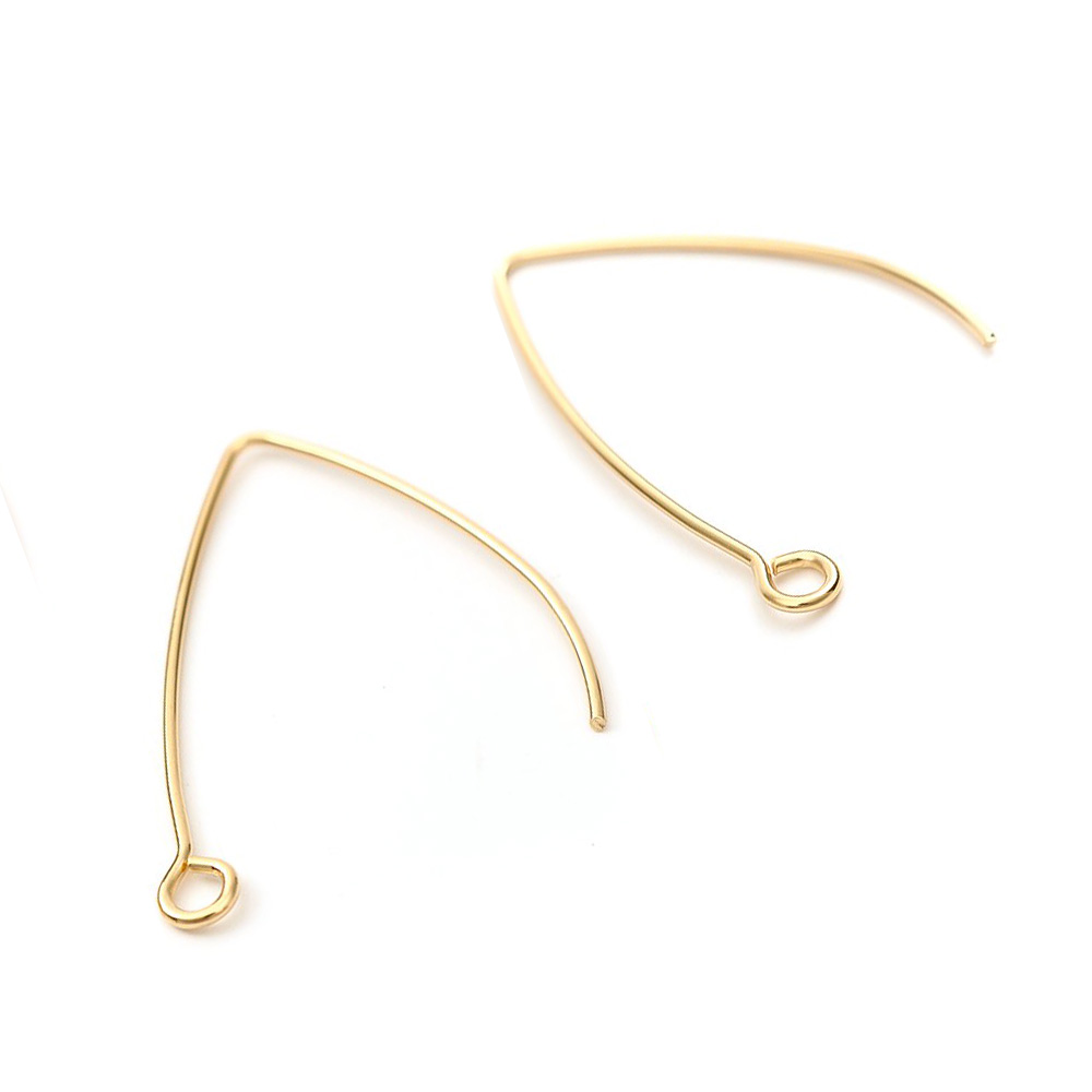 Picture of 304 Stainless Steel Ear Wire Hooks Earring Findings V-shaped Gold Plated W/ Loop 31mm x 22mm, Post/ Wire Size: (20 gauge), 10 PCs