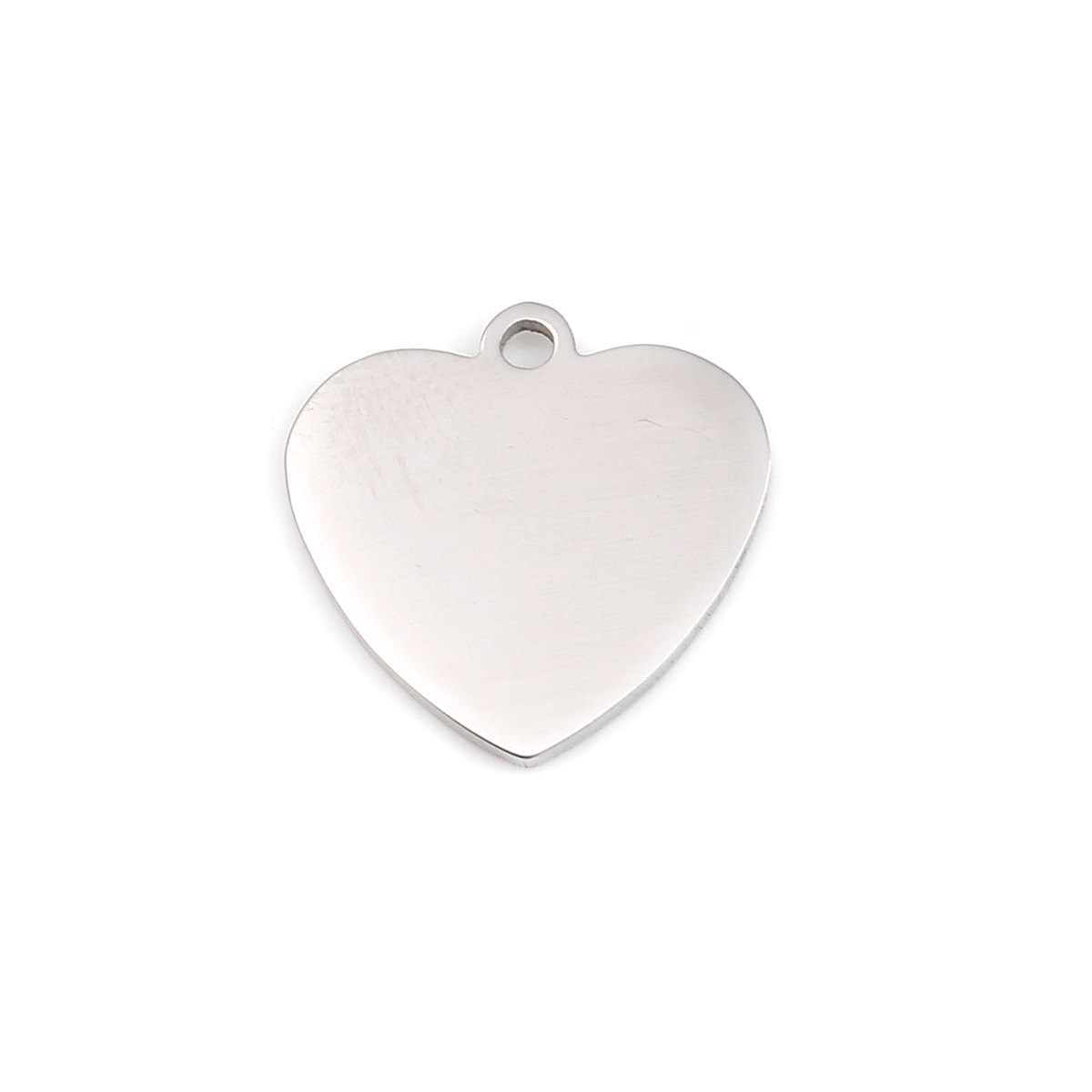 Picture of Stainless Steel Blank Stamping Tags Charms Heart Silver Tone One-sided Polishing 17mm x 17mm, 1 Piece
