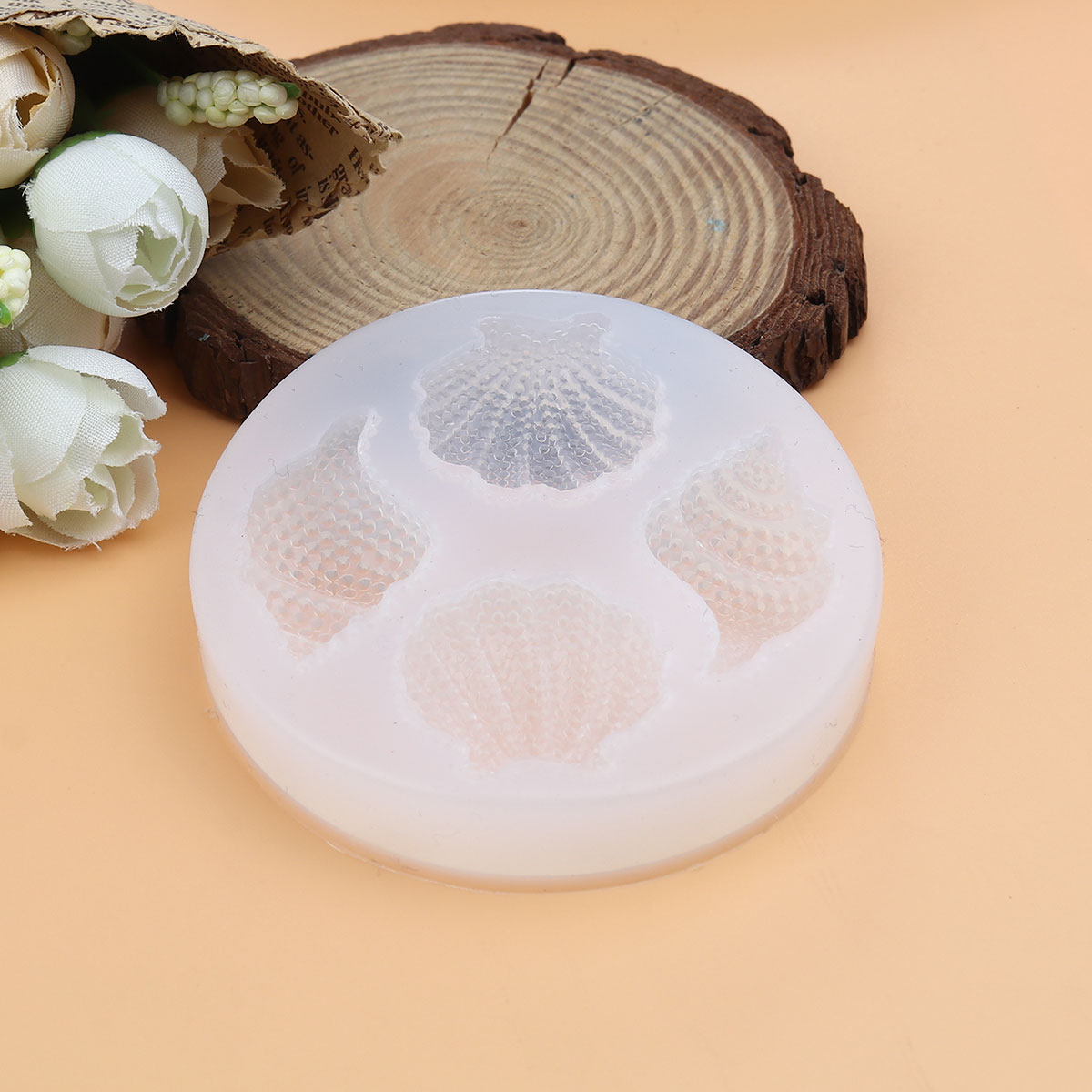 Picture of Silicone Resin Mold For Jewelry Making Round White Shell 7cm Dia., 1 Piece