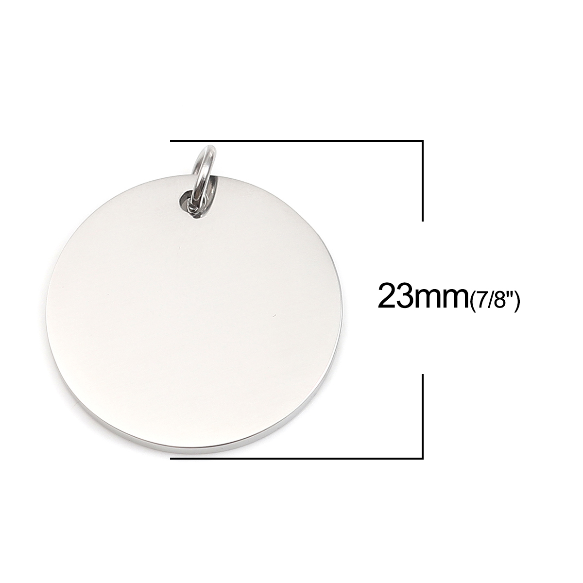 Picture of 304 Stainless Steel Blank Stamping Tags Charms Round Silver Tone One-sided Polishing 23mm x 20mm, 1 Piece