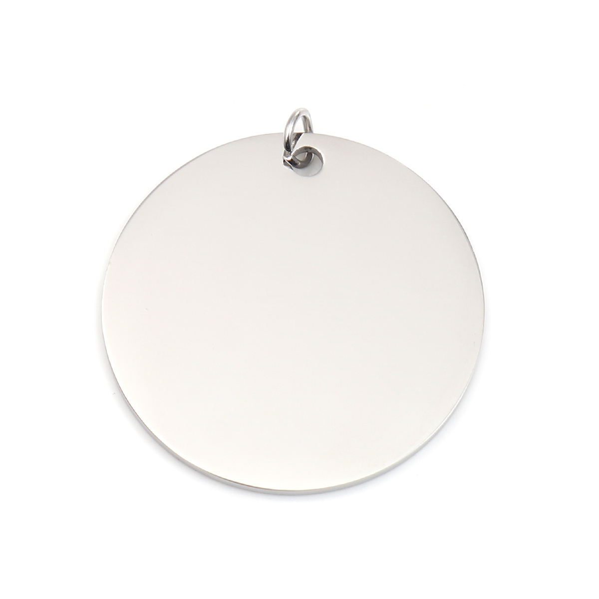 Picture of 304 Stainless Steel Blank Stamping Tags Pendants Round Silver Tone One-sided Polishing 34mm x 31mm, 1 Piece