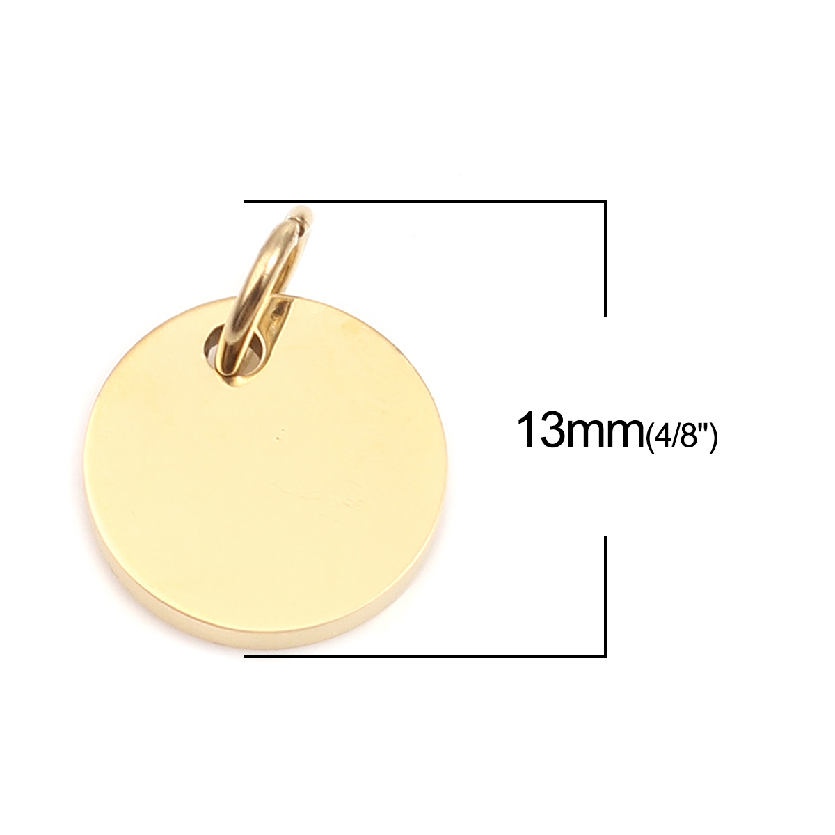 Picture of 304 Stainless Steel Blank Stamping Tags Charms Round Gold Plated One-sided Polishing 13mm x 10mm, 1 Piece