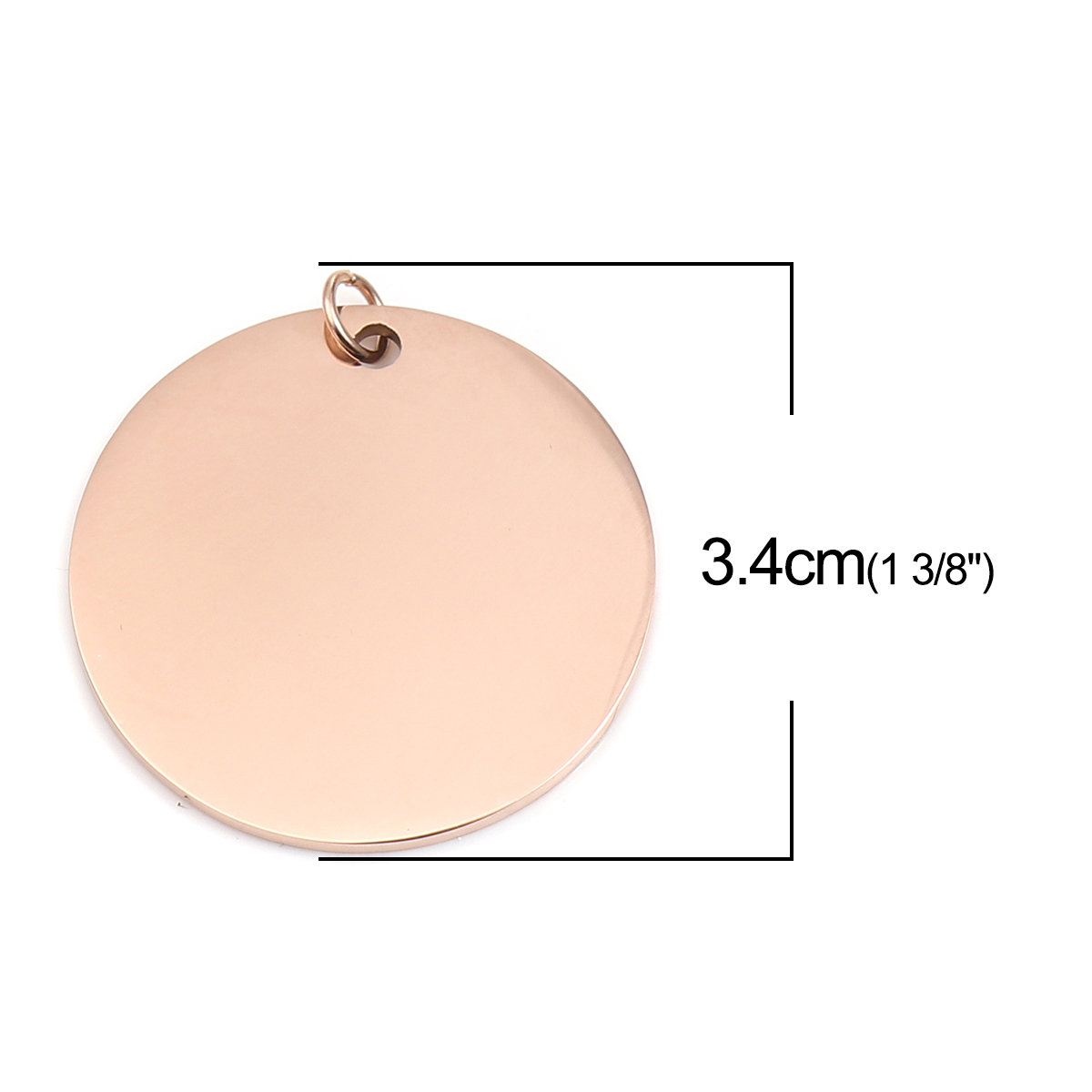 Picture of 304 Stainless Steel Blank Stamping Tags Pendants Round Rose Gold One-sided Polishing 34mm x 31mm, 1 Piece