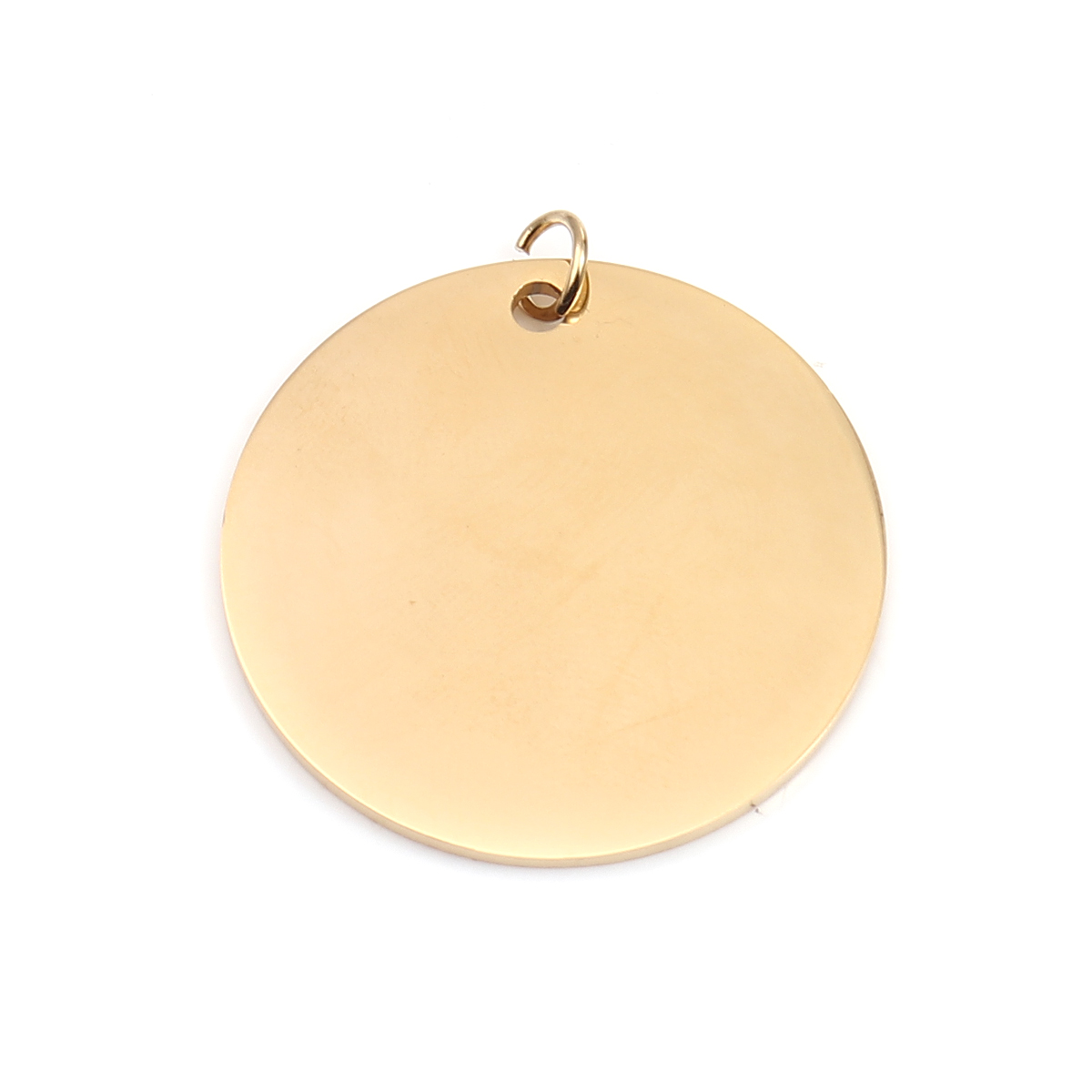 Picture of 304 Stainless Steel Blank Stamping Tags Pendants Round Gold Plated One-sided Polishing 33mm x 30mm, 1 Piece