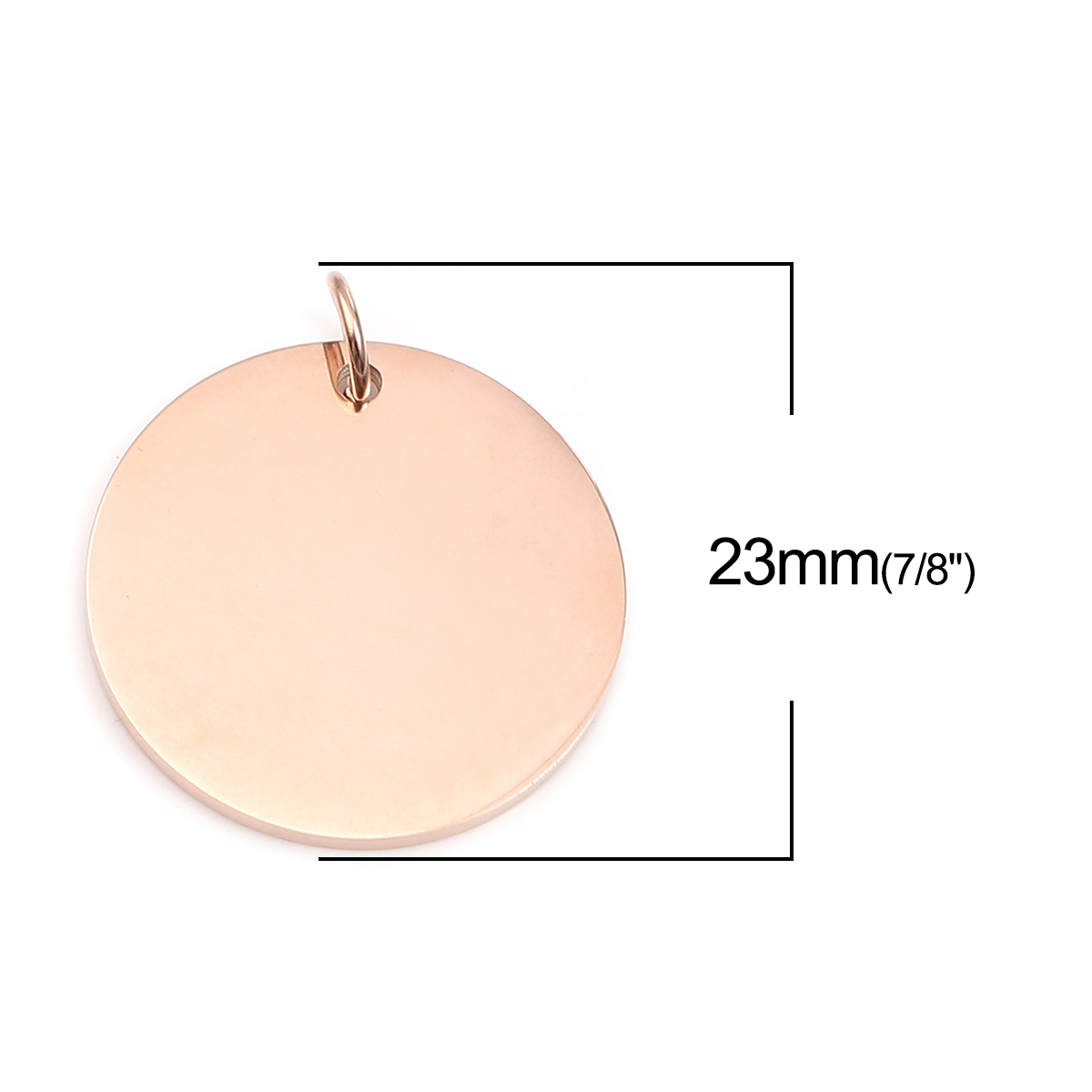Picture of 304 Stainless Steel Blank Stamping Tags Charms Round Rose Gold One-sided Polishing 23mm x 20mm, 1 Piece