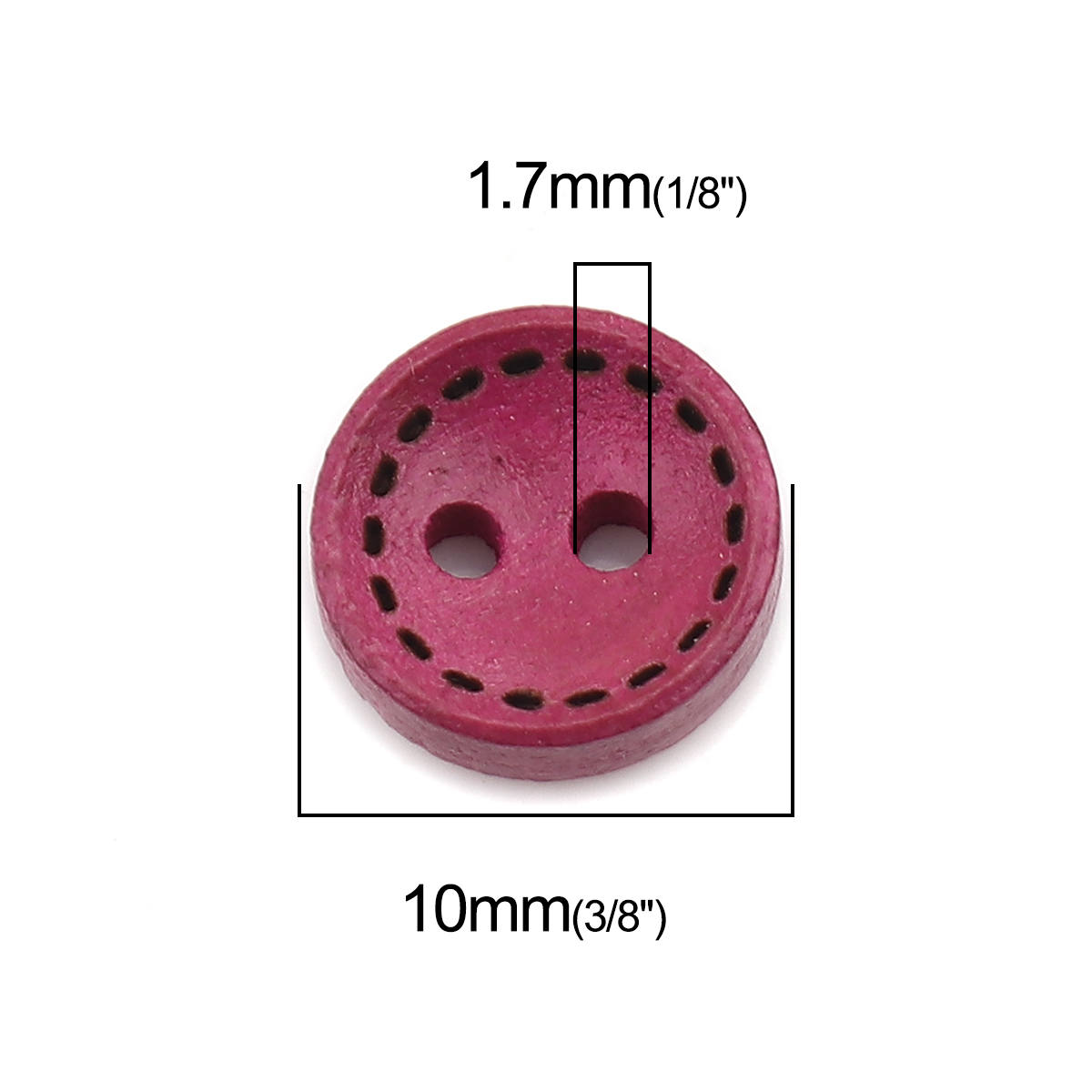 Picture of Wood Sewing Buttons Scrapbooking Two Holes Round At Random 10mm Dia., 200 PCs