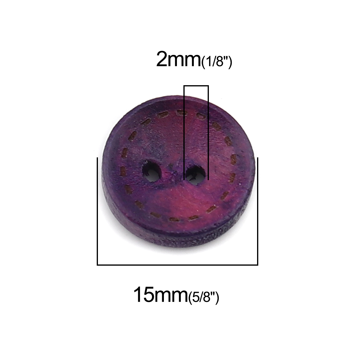 Picture of Wood Sewing Buttons Scrapbooking Two Holes Round At Random 15mm Dia., 200 PCs