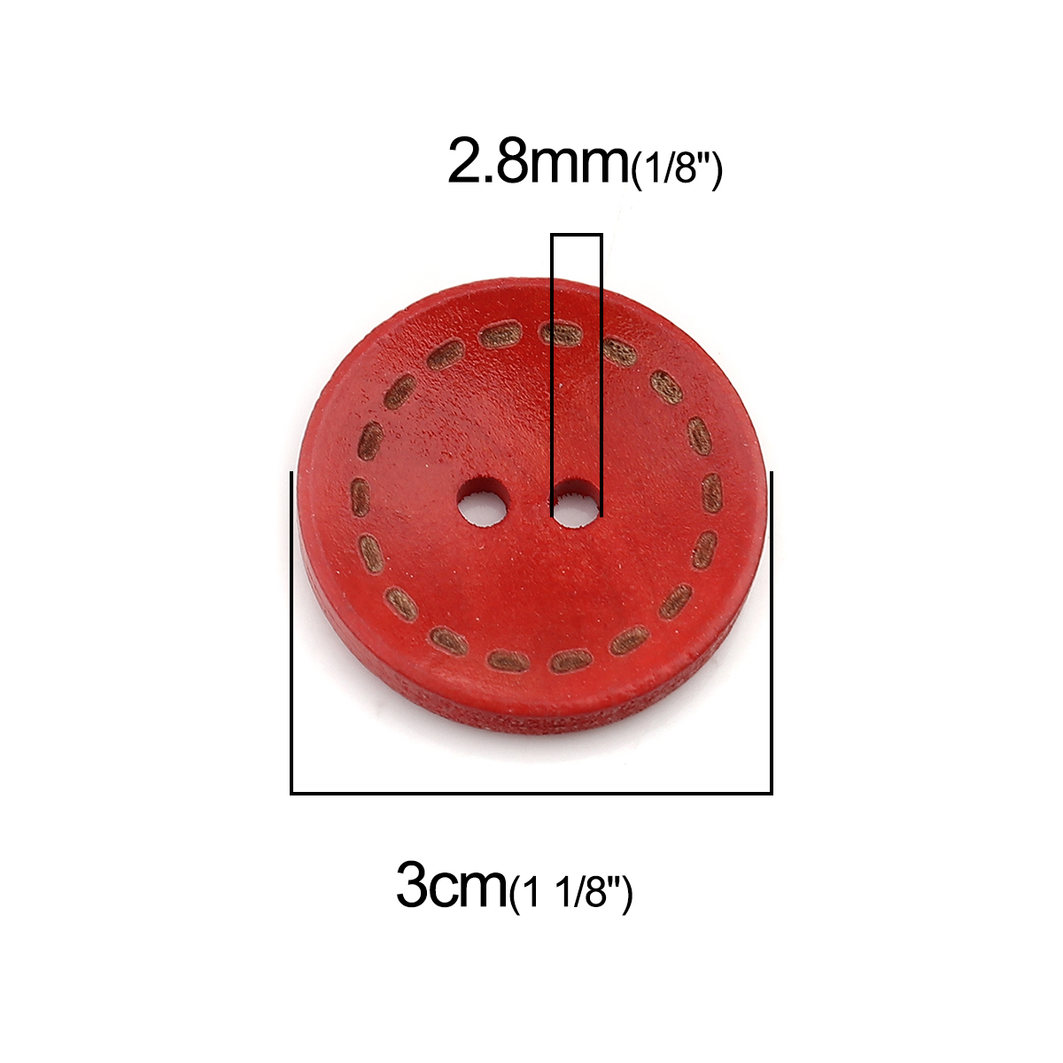 Picture of Wood Sewing Buttons Scrapbooking Two Holes Round At Random 30mm Dia., 50 PCs