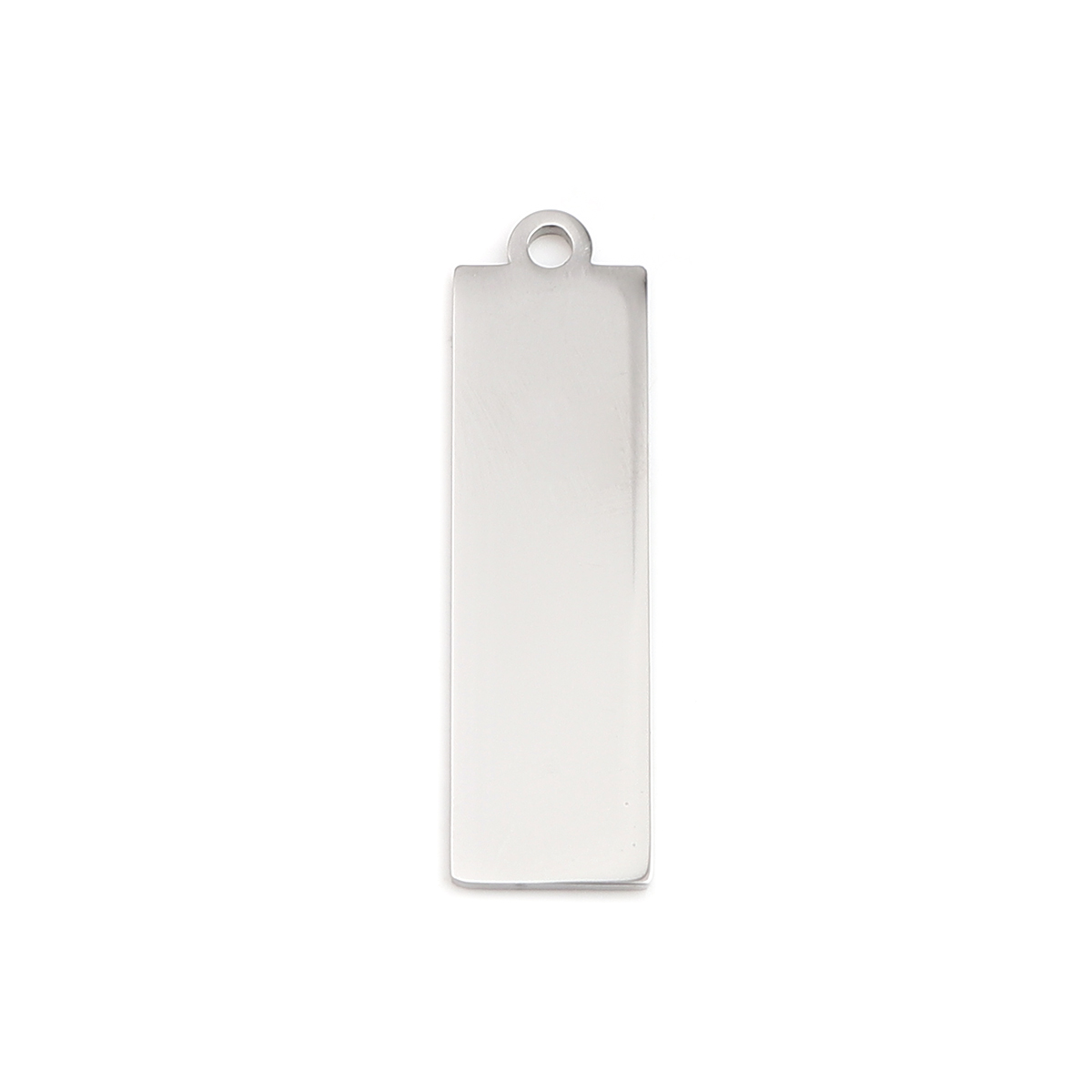 Picture of 304 Stainless Steel Blank Stamping Tags Pendants Rectangle Silver Tone One-sided Polishing 40mm x 11mm, 10 PCs