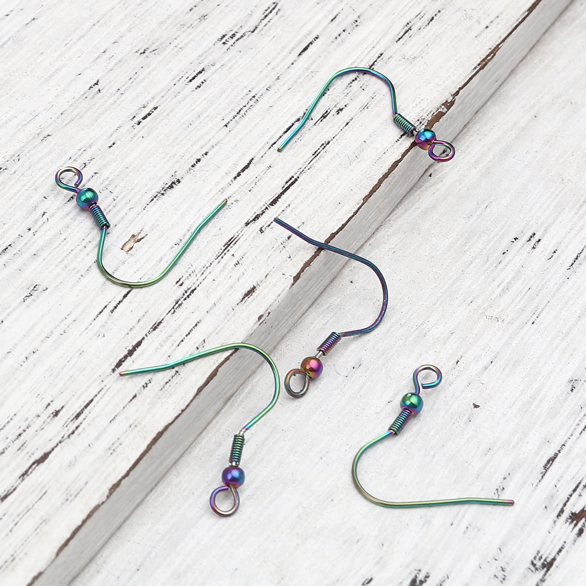 Picture of 304 Stainless Steel Ear Wire Hooks Earrings For DIY Jewelry Making Accessories Hook Rainbow Color Plated With Loop 22mm x 20mm, Post/ Wire Size: (21 gauge), 20 PCs