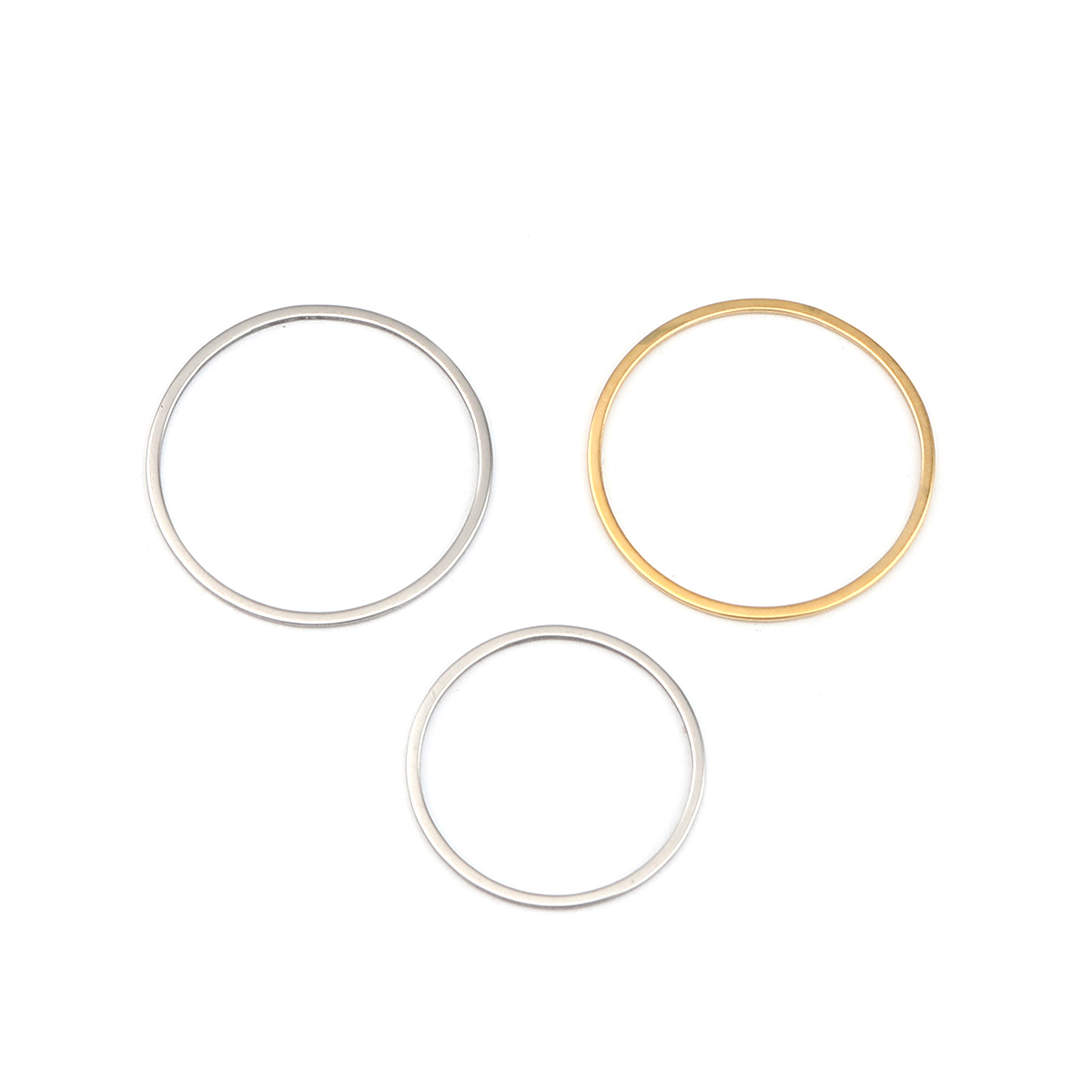 Picture of 0.8mm Stainless Steel Closed Soldered Jump Rings Findings Circle Ring Silver Tone 25mm Dia., 10 PCs