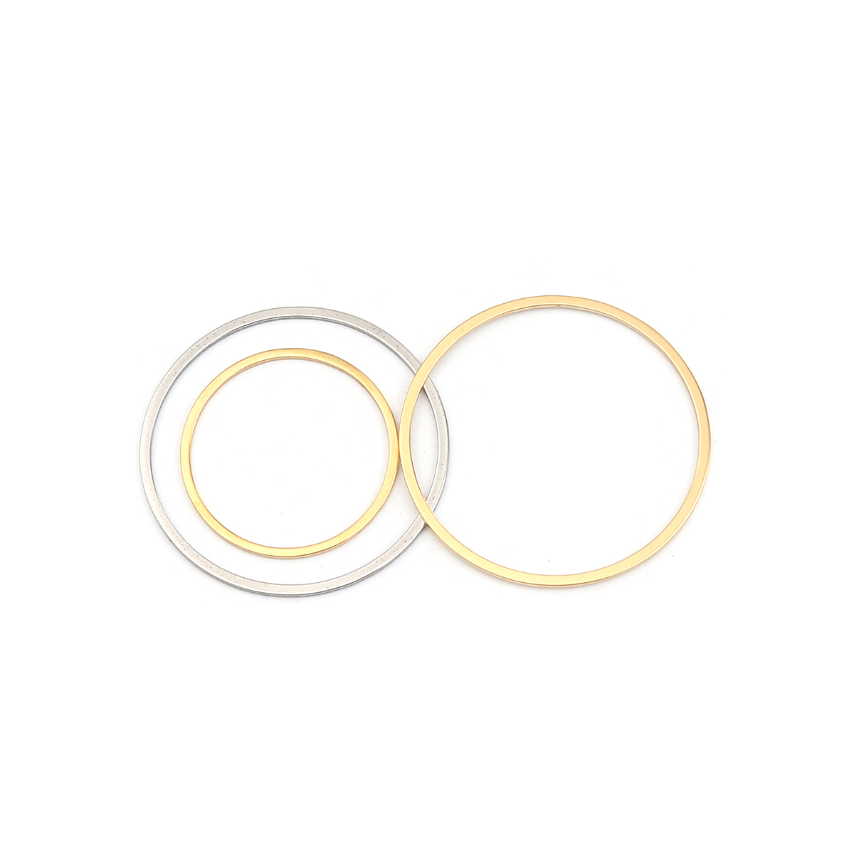Picture of 0.8mm 304 Stainless Steel Closed Soldered Jump Rings Findings Circle Ring Silver Tone 35mm Dia., 10 PCs
