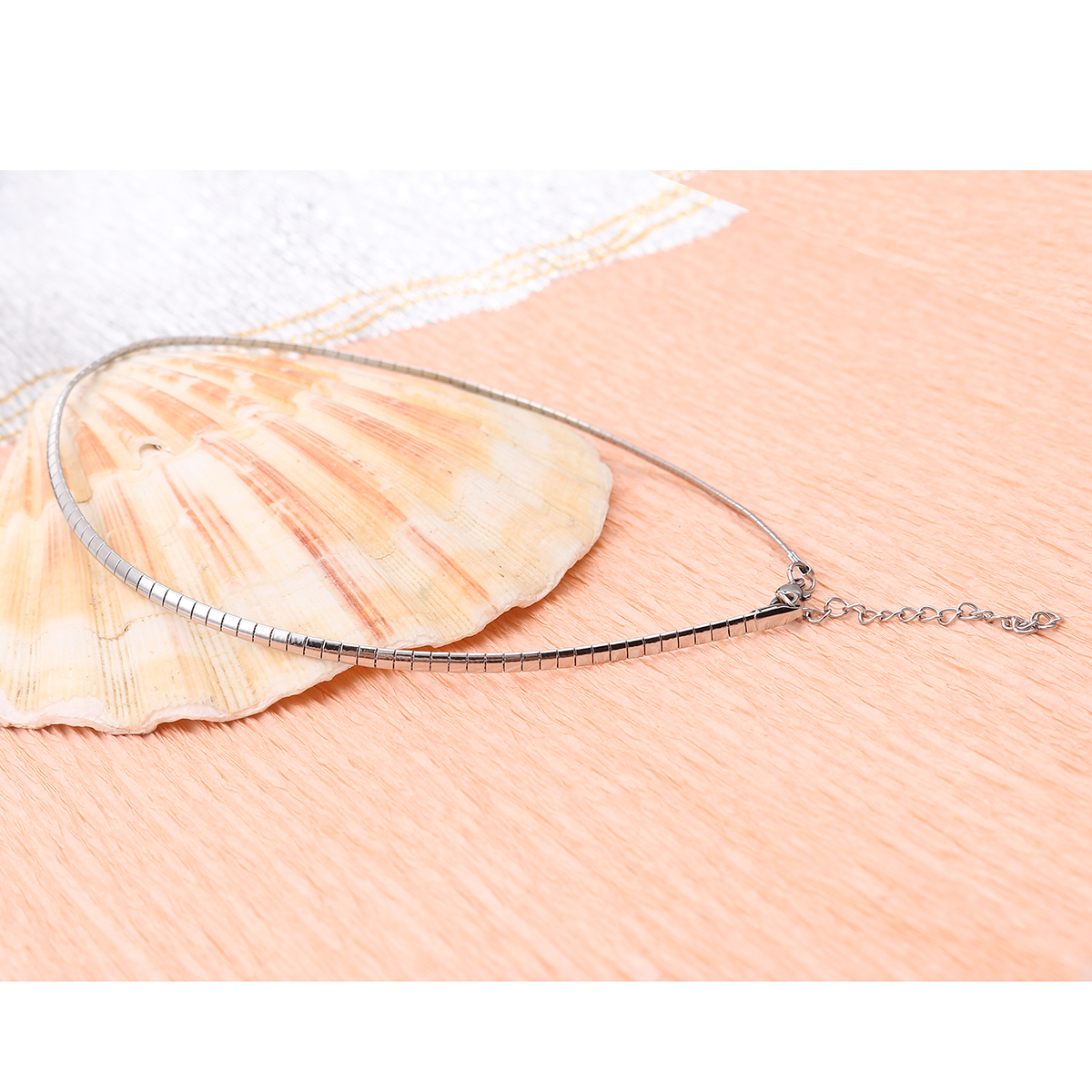 Picture of 304 Stainless Steel Choker Necklace Silver Tone Rectangle 35cm(13 6/8") long, 1 Piece