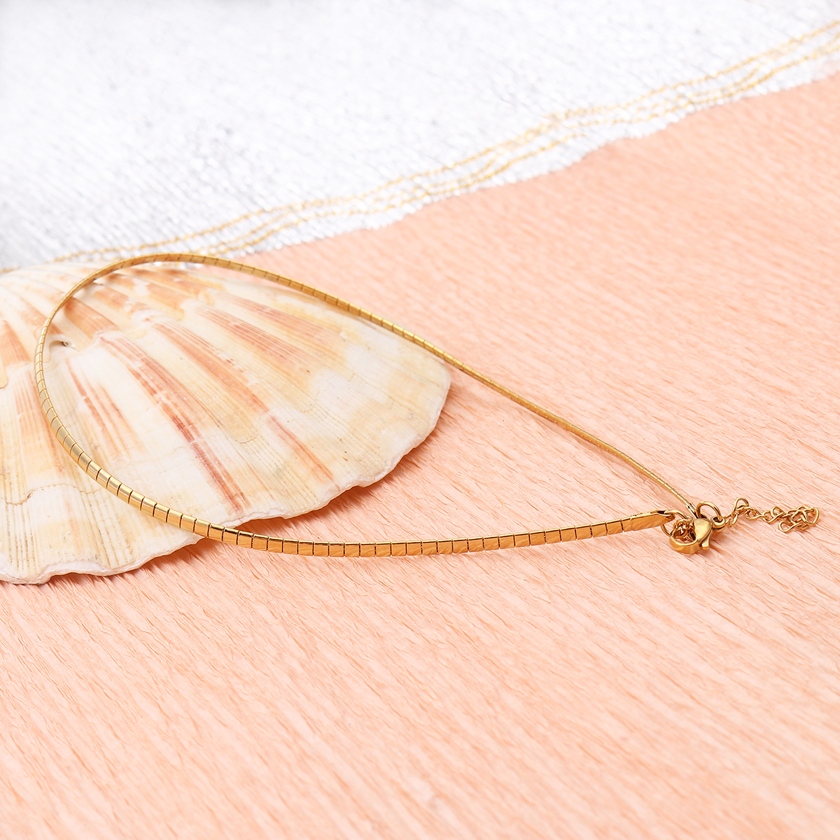 Picture of 304 Stainless Steel Choker Necklace Gold Plated Rectangle 35cm(13 6/8") long, 1 Piece