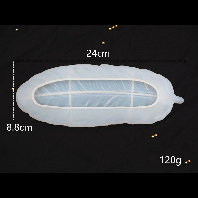 Picture of Silicone Resin Mold For Jewelry Making Plate White Feather 24cm x 8.8cm, 1 Piece