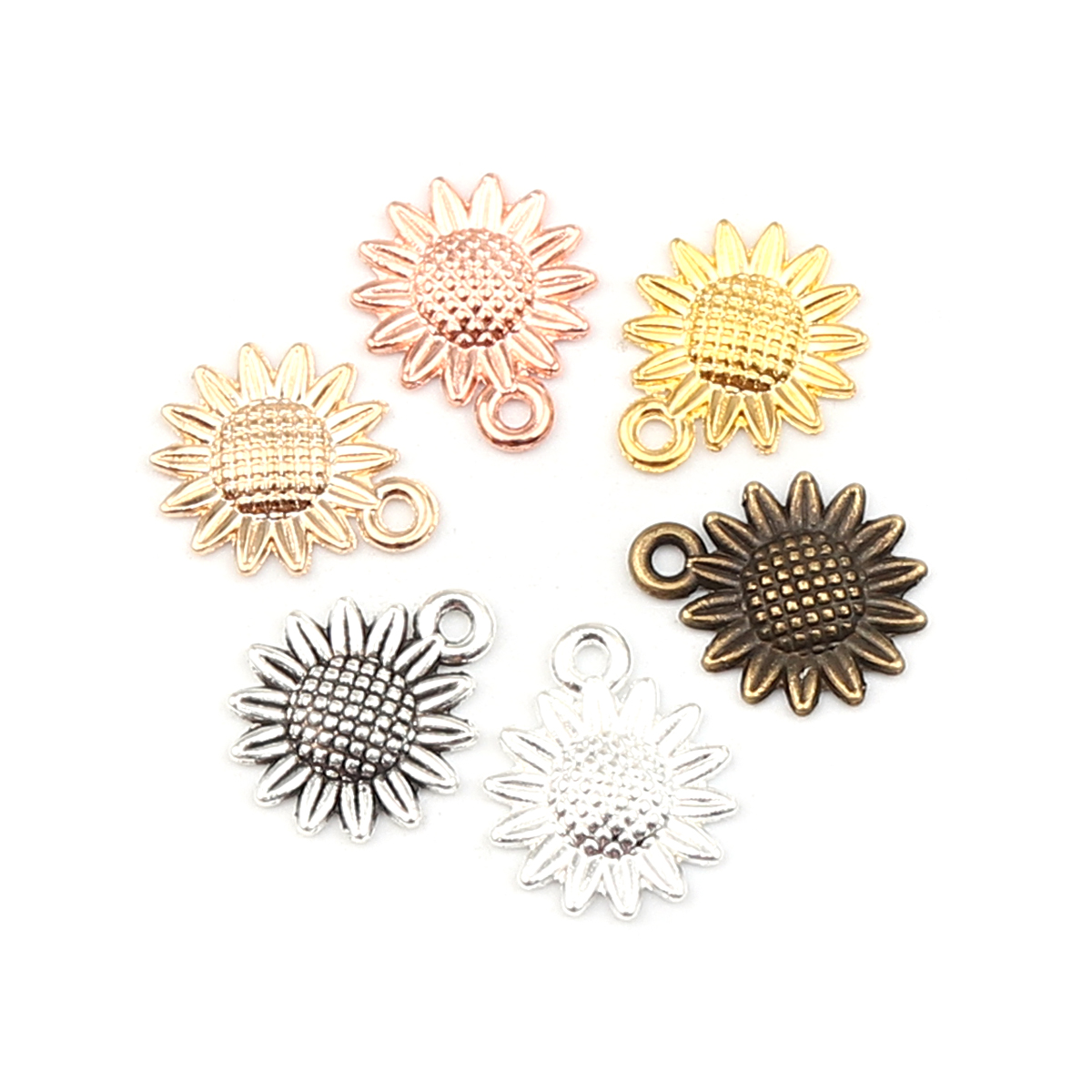 Picture of Zinc Based Alloy Charms Sunflower Silver Plated 18mm x 15mm, 50 PCs