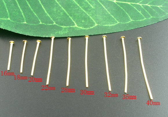 Picture of 900 PCs Mixed Gold Plated Head Pins Findings 0.7mm(21 gauge)