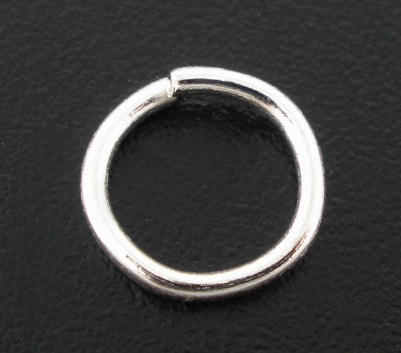 Picture of 1mm Iron Based Alloy Open Jump Rings Findings Round Silver Plated 8mm Dia, 400 PCs