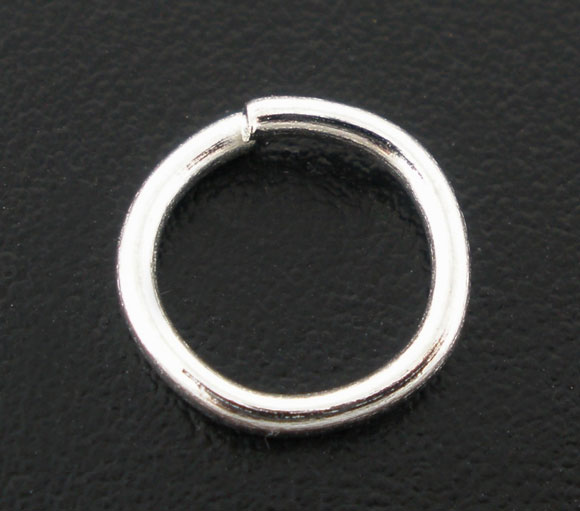 Picture of 0.9mm Iron Based Alloy Open Jump Rings Findings Round Silver Plated 6mm Dia, 600 PCs