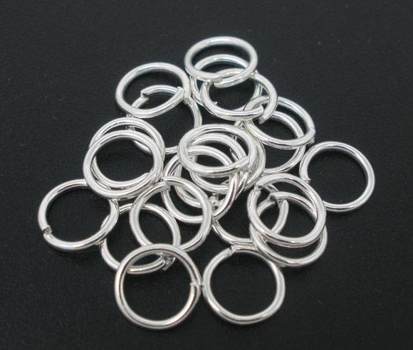Picture of 0.9mm Iron Based Alloy Open Jump Rings Findings Round Silver Plated 6mm Dia, 600 PCs