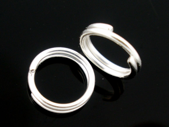 Picture of 0.6mm Iron Based Alloy Double Split Jump Rings Findings Round Silver Plated 5mm Dia, 1000 PCs