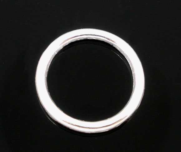 Picture of 1mm Zinc Based Alloy Closed Soldered Jump Rings Findings Round Silver Plated 12mm Dia, 100 PCs