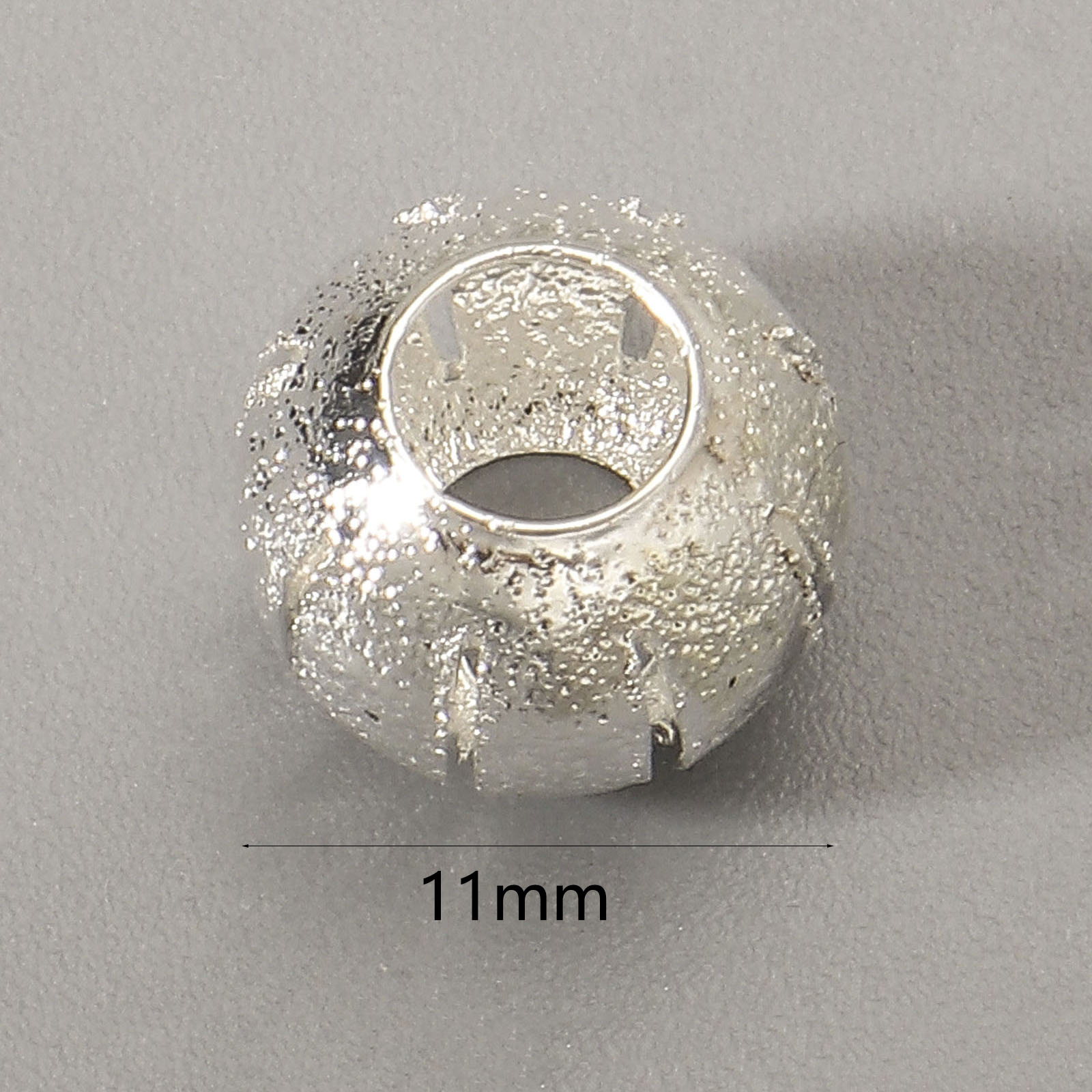 Picture of Copper European Style Large Hole Charm Beads Lantern Silver Plated Sparkledust About 11mm Dia, Hole: Approx 4.8mm, 30 PCs