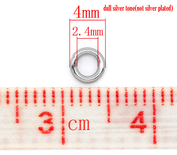 Picture of 304 Stainless Steel Opened Jump Rings Findings Round Silver Tone 4mm( 1/8") Dia, 500 PCs