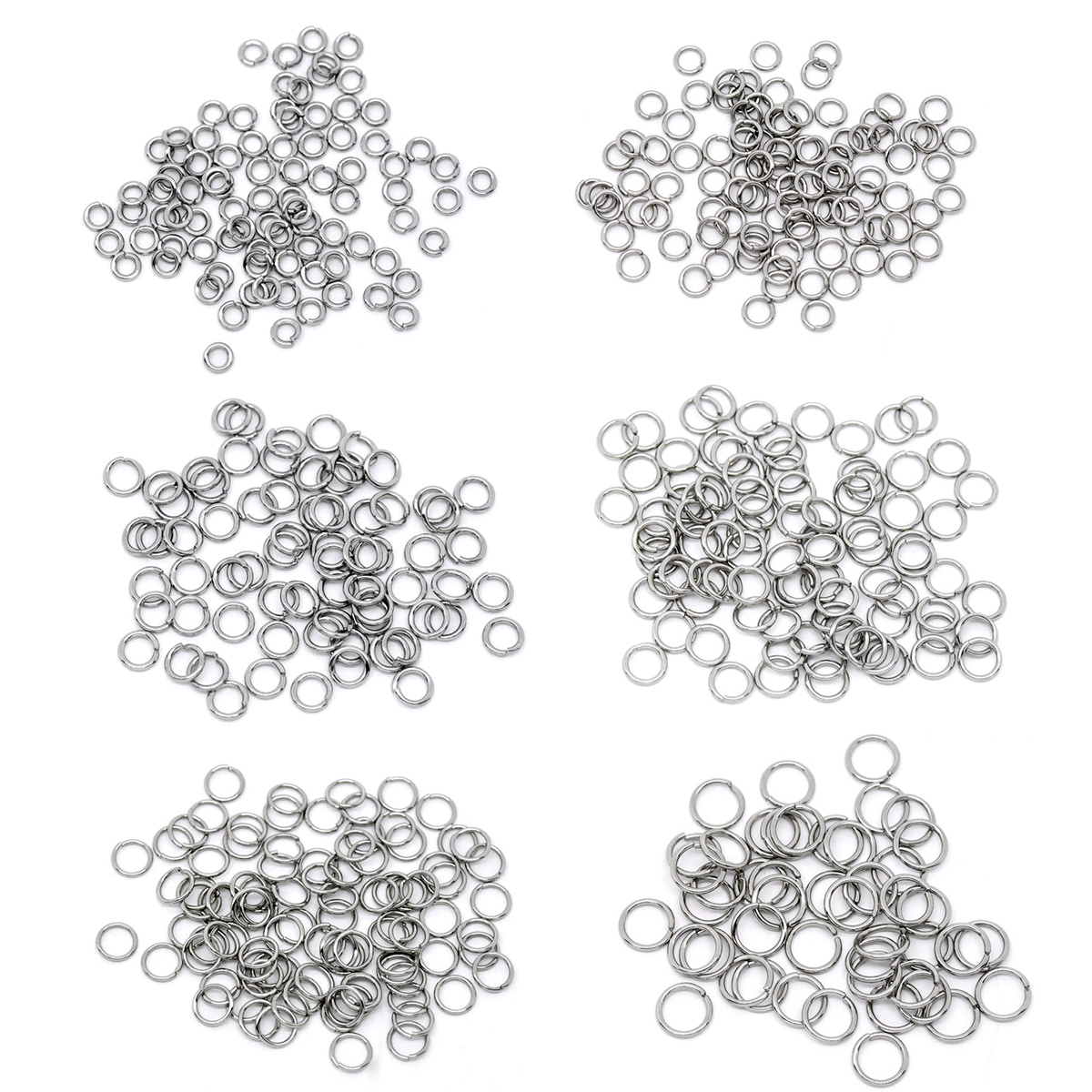 Picture of 304 Stainless Steel Opened Jump Rings Findings Round Silver Tone 5mm( 2/8") Dia, 500 PCs