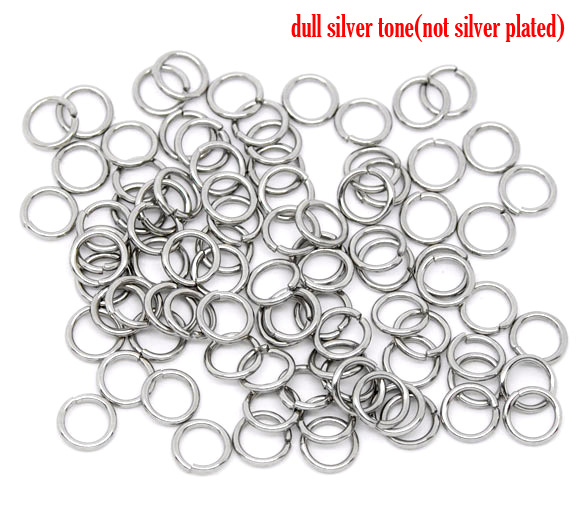 Picture of 304 Stainless Steel Opened Jump Rings Findings Round Silver Tone 7mm( 2/8") Dia, 500 PCs