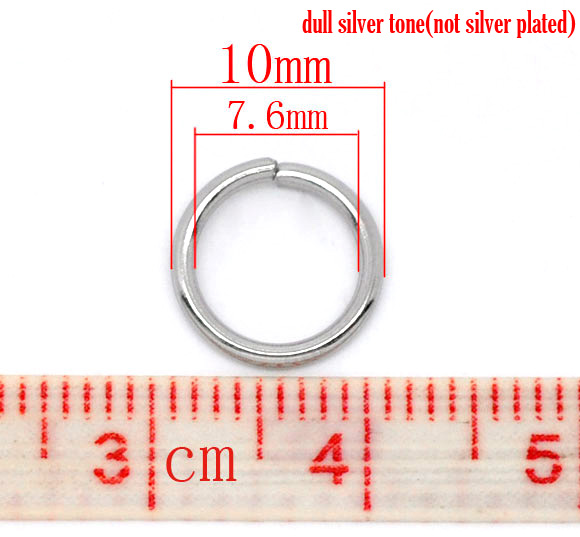 Picture of 304 Stainless Steel Opened Jump Rings Findings Round Silver Tone 10mm( 3/8") Dia, 200 PCs