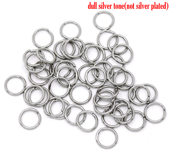 Picture of 304 Stainless Steel Opened Jump Rings Findings Round Silver Tone 10mm( 3/8") Dia, 200 PCs