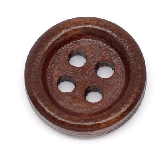 Picture of Wood Sewing Buttons Scrapbooking 4 Holes Round Dark Coffee 15mm( 5/8") Dia, 150 PCs