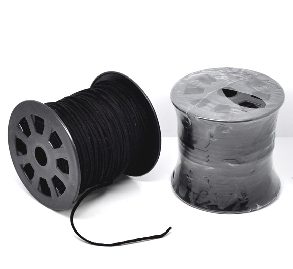 Picture of Polyester Faux Suede Jewelry Cord Rope Black 2.5mm x 1.5mm, 1 Roll (Approx 95 M/Roll)