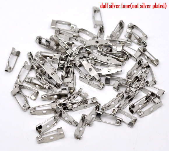 Picture of Iron Based Alloy Pin Brooches Back Bar Findings Silver Tone 16mm( 5/8") x 4mm( 1/8"), 200 PCs