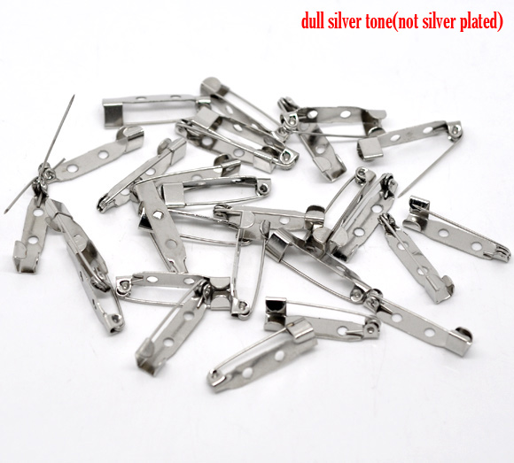 Picture of Iron Based Alloy Pin Brooches Back Bar Findings Silver Tone 25x5mm(1" x 2/8"), 100 PCs