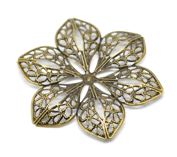 Picture of Antique Bronze Filigree Stamping Flower Wraps Connectors 6x5.3cm(2-3/8"x2-1/8"), sold per packet of 30