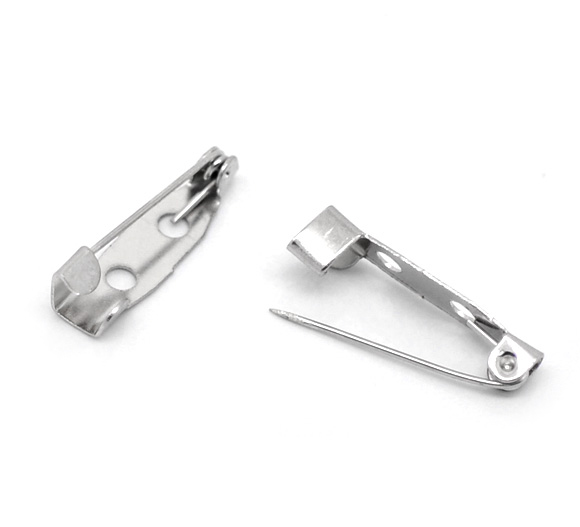 Picture of Iron Based Alloy Pin Brooches Back Bar Findings Silver Tone 20x5mm( 6/8" x 2/8"), 100 PCs