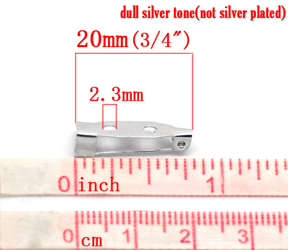 Picture of Iron Based Alloy Pin Brooches Back Bar Findings Silver Tone 20x5mm( 6/8" x 2/8"), 100 PCs