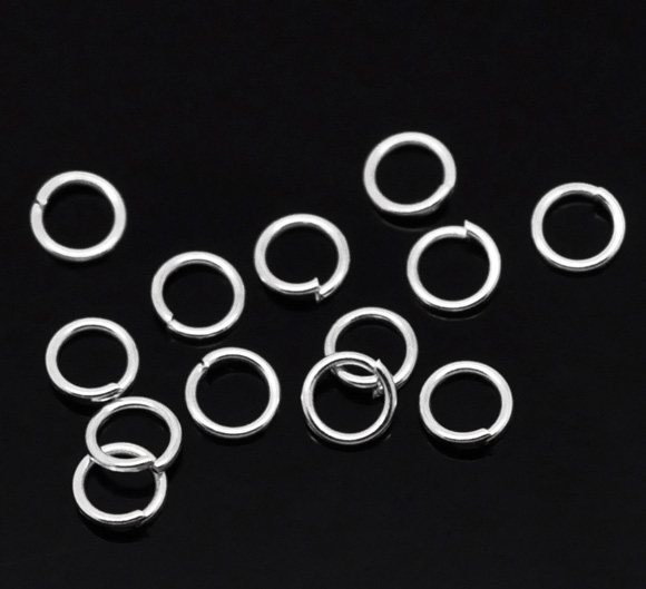 Picture of 0.9mm Iron Based Alloy Open Jump Rings Findings Round Silver Plated 5mm Dia, 1000 PCs