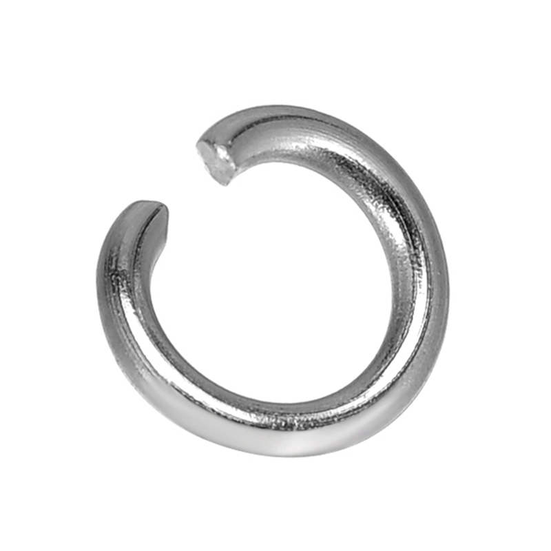 Picture of 304 Stainless Steel Opened Jump Rings Findings Round Silver Tone 6mm( 2/8") Dia, 500 PCs
