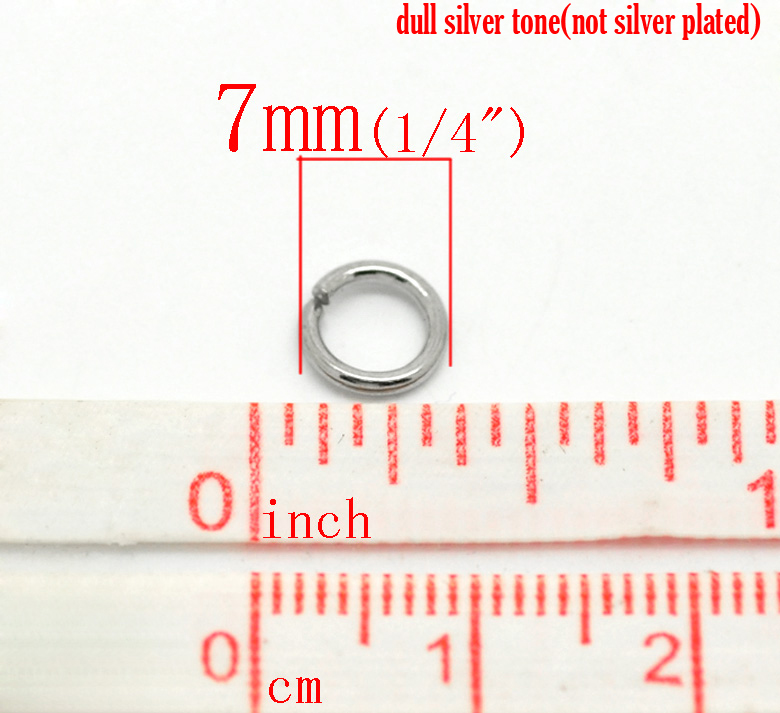 Picture of 304 Stainless Steel Opened Jump Rings Findings Round Silver Tone 7mm( 2/8") Dia, 500 PCs