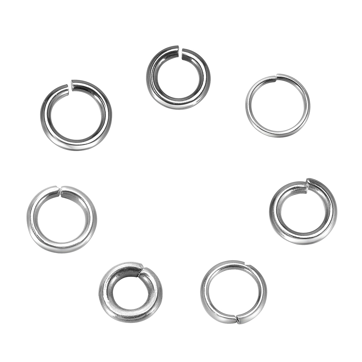 Picture of 304 Stainless Steel Opened Jump Rings Findings Round Silver Tone 7mm( 2/8") Dia, 500 PCs
