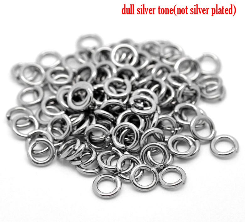 Picture of 304 Stainless Steel Opened Jump Rings Findings Round Silver Tone 7.5mm( 2/8") Dia, 300 PCs