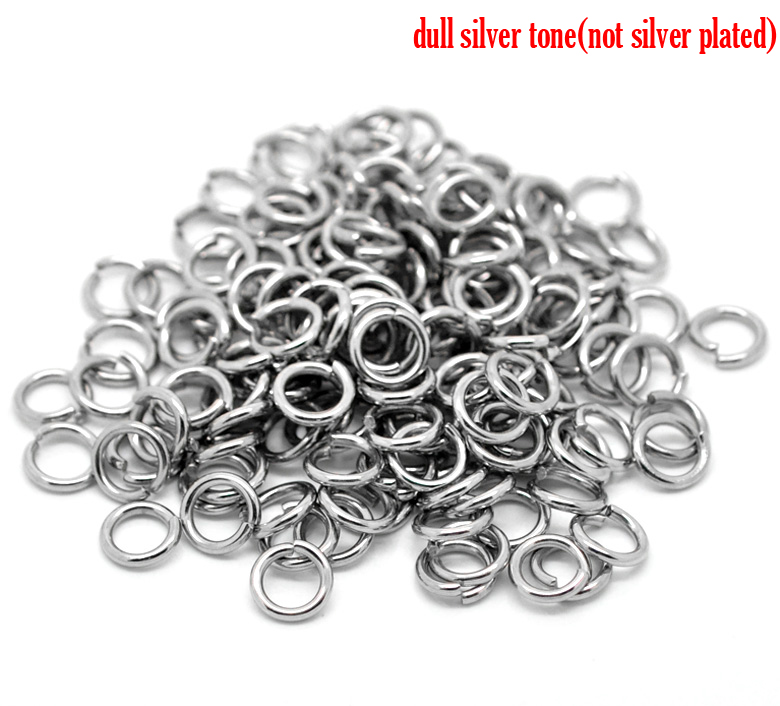 Picture of 304 Stainless Steel Opened Jump Rings Findings Round Silver Tone 9mm( 3/8") Dia, 200 PCs