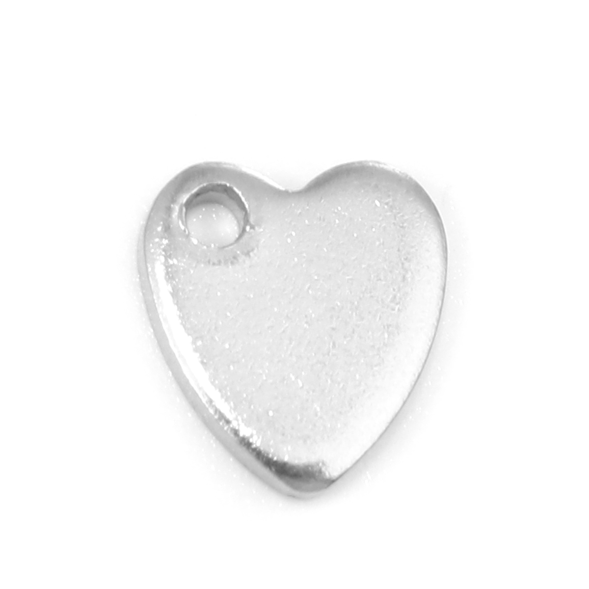 Picture of 304 Stainless Steel Blank Stamping Tags Charms Heart Silver Tone Roller Burnishing 10mm x 9mm, 50 PCs