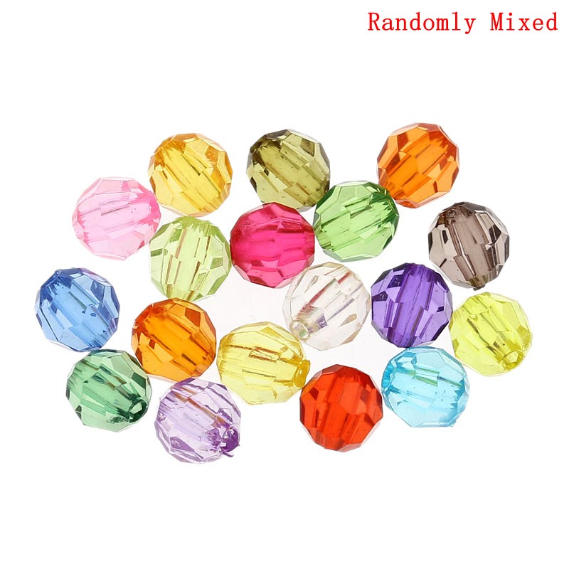 Picture of Transparent Acrylic Bubblegum Beads Ball At Random Faceted About 6mm Dia, Hole: Approx 1mm, 500 PCs