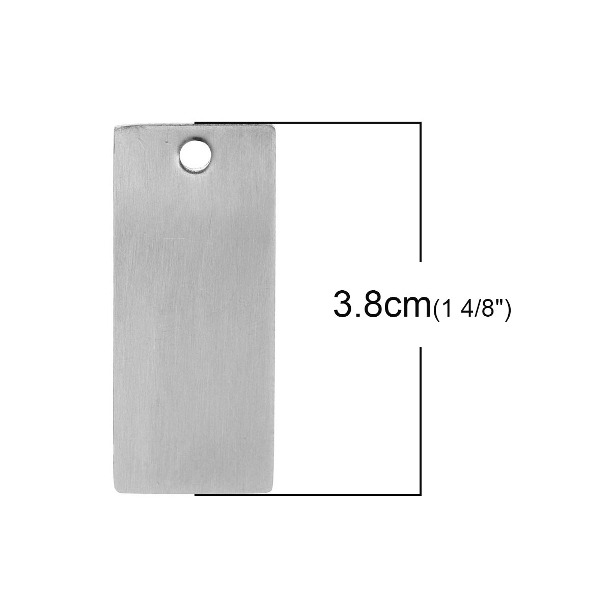 Picture of Stainless Steel Pendants Rectangle Silver Tone Blank Stamping Tags One Side 3.8cm x 16mm, 10 PCs