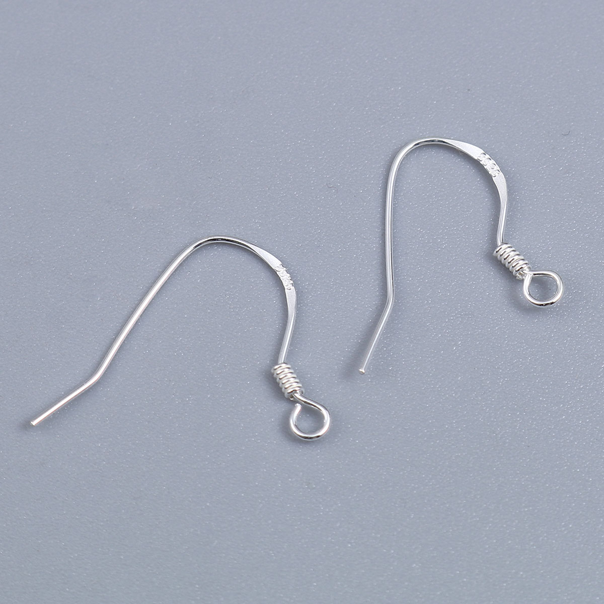 Picture of Sterling Silver Ear Wire Hooks Earring Findings Silver 15mm( 5/8") x 14mm( 4/8"), Post/ Wire Size: (24 gauge), 10 PCs