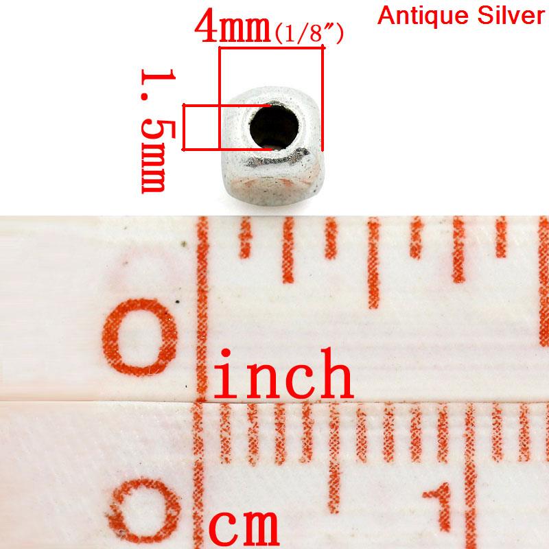 Picture of Zinc Based Alloy Spacer Beads Cube Antique Silver Color Color Plated About 4mm x 4mm, Hole: Approx 1.5mm, 200 PCs